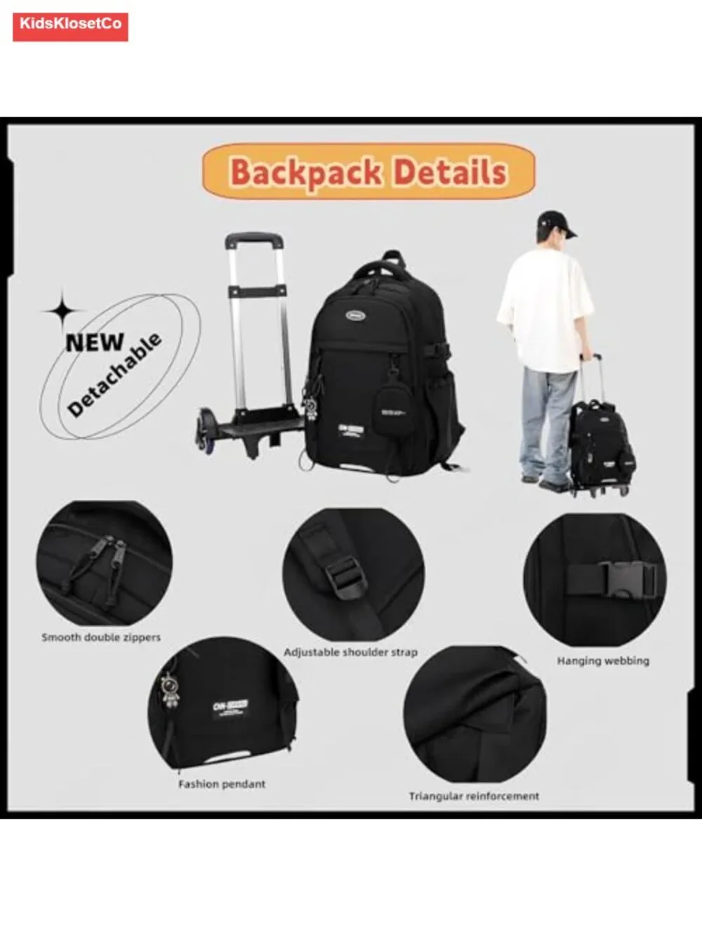 Kids Rolling Backpack with Lunch Box Set